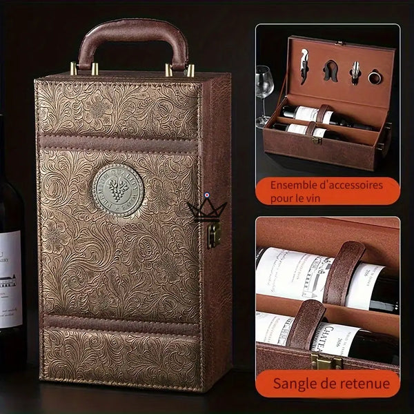 Coffret 2 bouteilles de vin avec accessoires de sommelier - SOMMELIER - ["maj-desc","maj-filtre"] - coffret vin - Cadeau, Noël, Anniversaire, Original, Fête des pères, fête des mères - Atelier Atypique