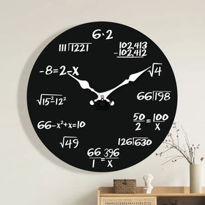 Horloge murale mathématique fond noir silencieuse - ALGORA - ["maj-filtre","Objets Scientifiques"] - Objets Scientifiques - Cadeau, Noël, Anniversaire, Original, Fête des pères, fête des mères - Atelier Atypique