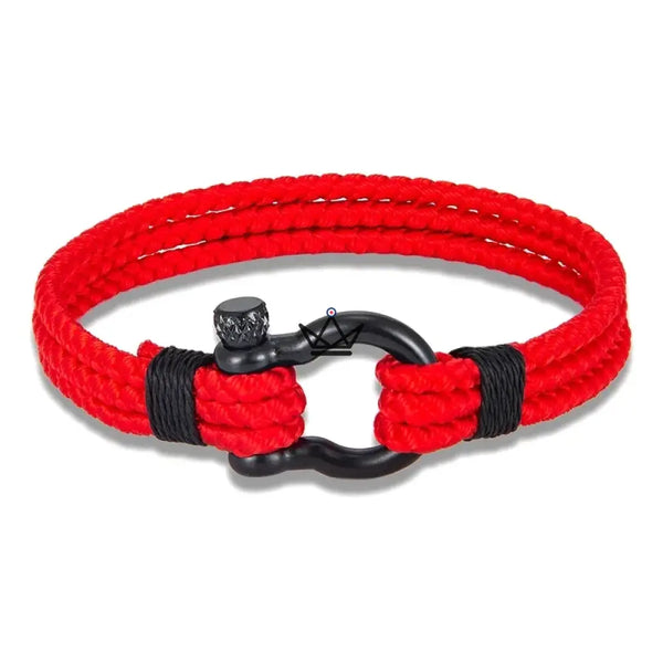 Bracelet cordage tressé à manille marine en acier noir - BOSCO - ["maj-desc","maj-filtre"] - bracelet - Cadeau, Noël, Anniversaire, Original, Fête des pères, fête des mères - Atelier Atypique