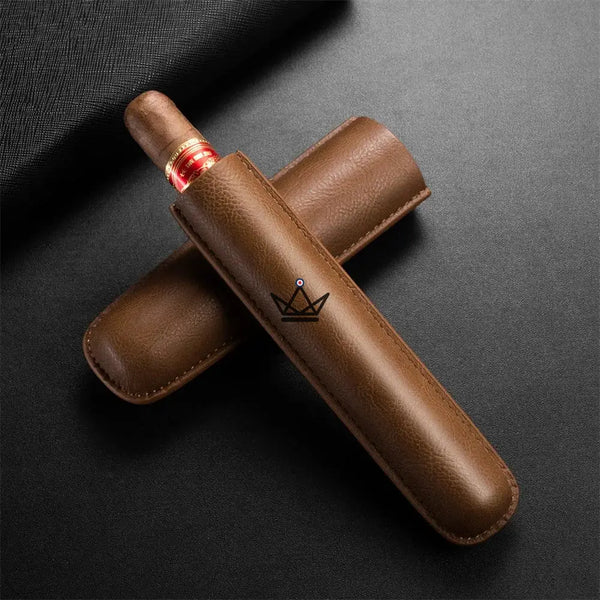 Étui à cigare individuel en cuir de vachette télescopique - SOLITAIRE - ["maj-desc","maj-filtre"] - etui cigare - Cadeau, Noël, Anniversaire, Original, Fête des pères, fête des mères - Atelier Atypique