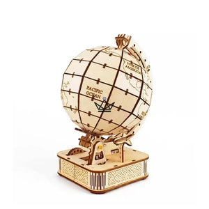 Puzzle 3D en bois globe terrestre sur socle à construire - MÉRIDIEN - ["maj-filtre","Objets Scientifiques"] - Objets Scientifiques - Cadeau, Noël, Anniversaire, Original, Fête des pères, fête des mères - Atelier Atypique
