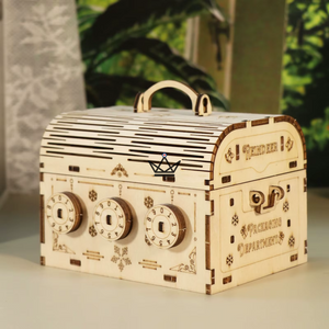 Puzzle 3D bois malle à code de voyage, 3 molettes - ESCALE - ["maj-filtre","Objets Scientifiques"] - Objets Scientifiques - Cadeau, Noël, Anniversaire, Original, Fête des pères, fête des mères - Atelier Atypique