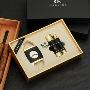 Coffret Cigare KELOW — Briquet 3 Torches TOWER + Poinçon & Coupe-Cigare | Jaune ou Noir - ["maj-filtre"] - Etui à cigare - Cadeau, Noël, Anniversaire, Original, Fête des pères, fête des mères - Atelier Atypique