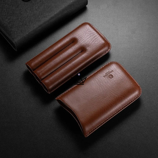 Leather travel cigar case - STORM