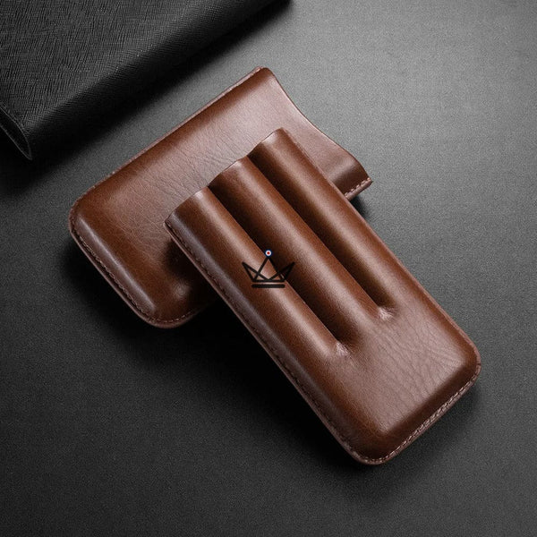 Leather travel cigar case - STORM