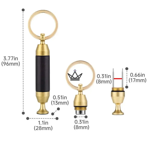 Gouden 2-in-1 sigarenboor sleutelhanger met naald — SCEPTRE – 7/9