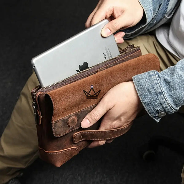 Aanpasbare lederen organizer-etui voor iPad mini met handgreep — MANUSCRIT Voyageur – 2/10