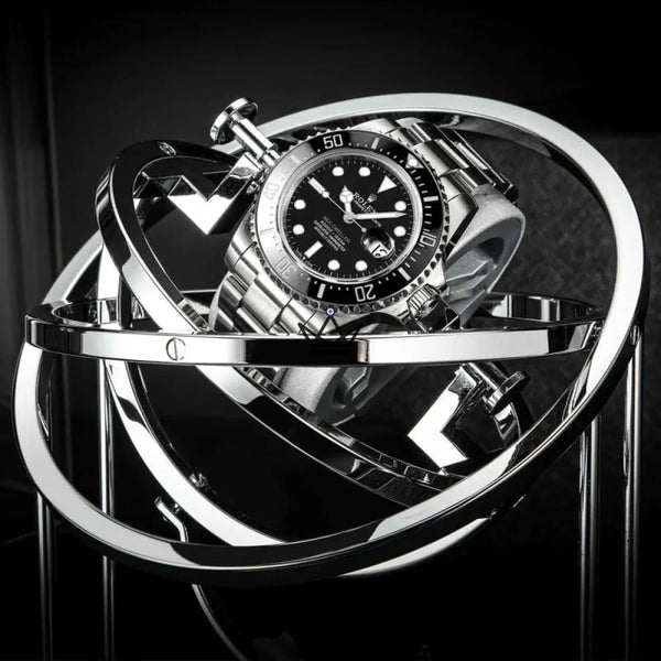 Horlogewinder voor 1 horloge onder stolp met gyroscopische ringen - ASTROLABE