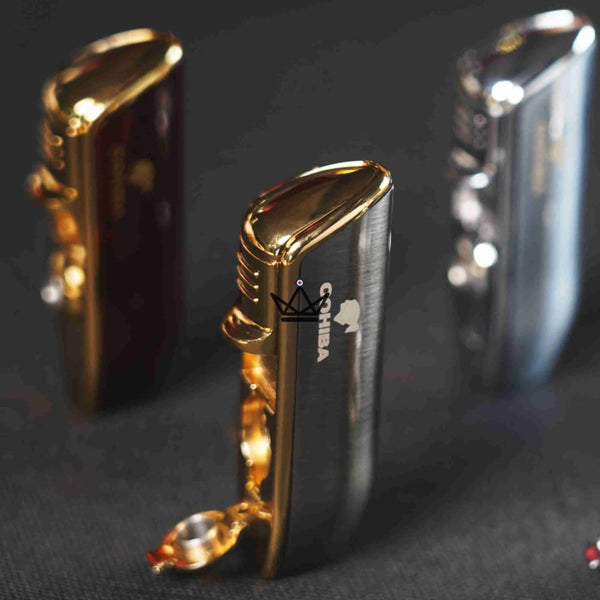 Briquet Chalumeau COHIBA - 3 Torches HOUDINI cigare or argent