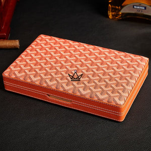 Cave à cigares ALPINE — cuir véritable gravé chevron, cèdre espagnol, 10 cigares, marron ou noir - [] - cave a cigare - Cadeau, Noël, Anniversaire, Original, Fête des pères, fête des mères - Atelier Atypique