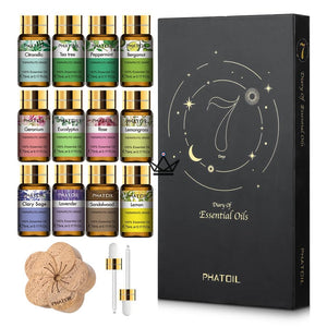 Coffret Huiles Essentielles - PHATOIL 12 - [] - Diffuseur Huiles - Cadeau, Noël, Anniversaire, Original, Fête des pères, fête des mères - Atelier Atypique