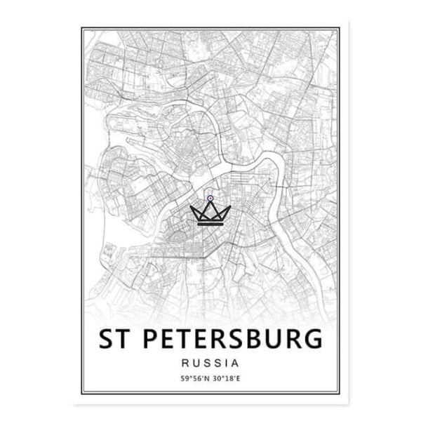 Affiches cartes de villes saint petersburg