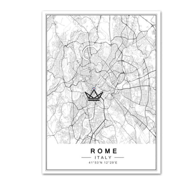 Affiches cartes de villes rome