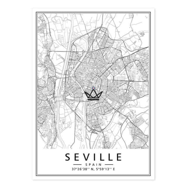 Affiches cartes de villes seville