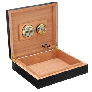 Cave à Cigares BLACK WOOD — Cèdre Espagnol, 20 Cigares, Hygromètre & Humidificateur - [] - Cave à cigare Out - Cadeau, Noël, Anniversaire, Original, Fête des pères, fête des mères - Atelier Atypique